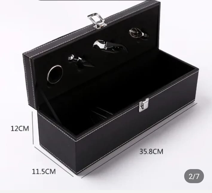 SET PORTA VINO CUERINA NEGRO